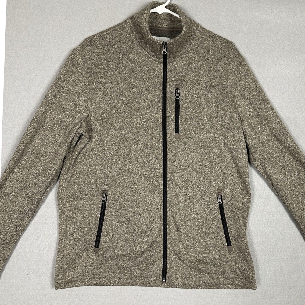 NEW Sonoma Jacket Mens Medium Sweater Fleece Brown Heather Full Zip Mock Neck